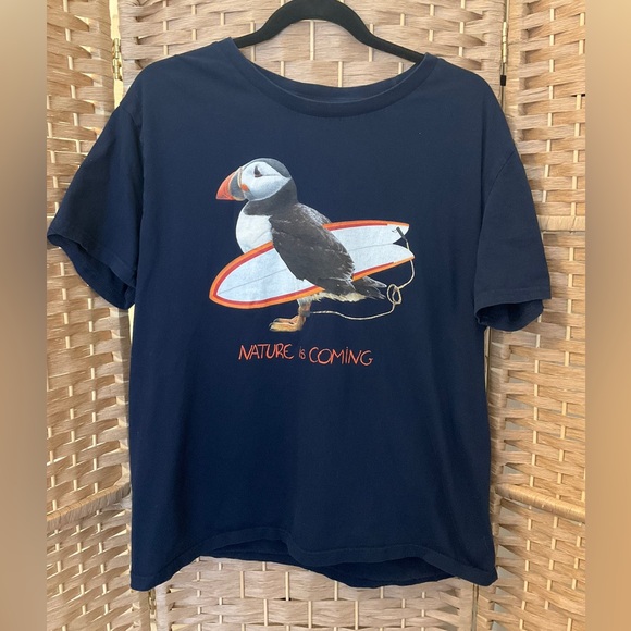 nature is coming Tops - Organic Cotton Puffin Surf Graphic Tee